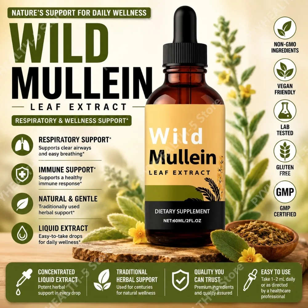 Herbal And Wellness - Wild-Mullein-Blätter-Tropfen mit Ingwer, Bromelain und Zitronenschale
