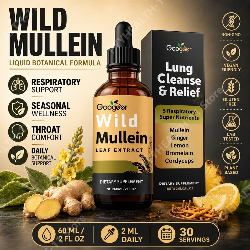 Herbal And Wellness - Mullein Flüssig-Tropfen Kräutermischung mit Ingwer, Bromelain,
